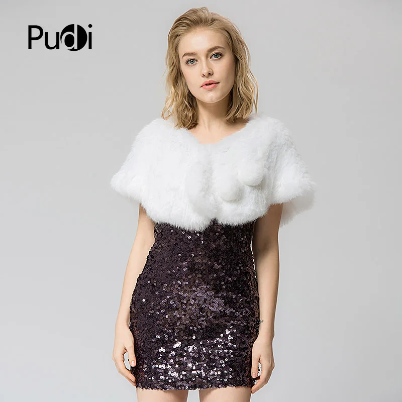 

SRR005 Real Knitted rabbit Fur Shawl poncho stole shrug cape robe tippet wrap wedding shawl
