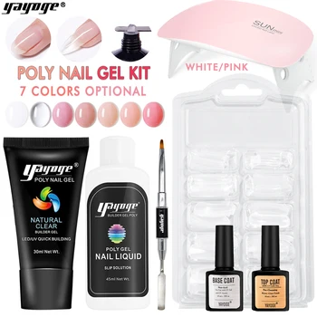 

30ml Yayoge Poly Gel Nail Kit With Lamp Quick builder Gel Varnish French Salon Nail UV Gel Uk FAST shipping 3-7 days arrived