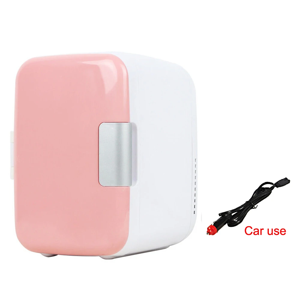 Домашний холодильник 4L 220 V/12 V электрический домашний холодильник двойной охладитель для пива - Цвет: pink car