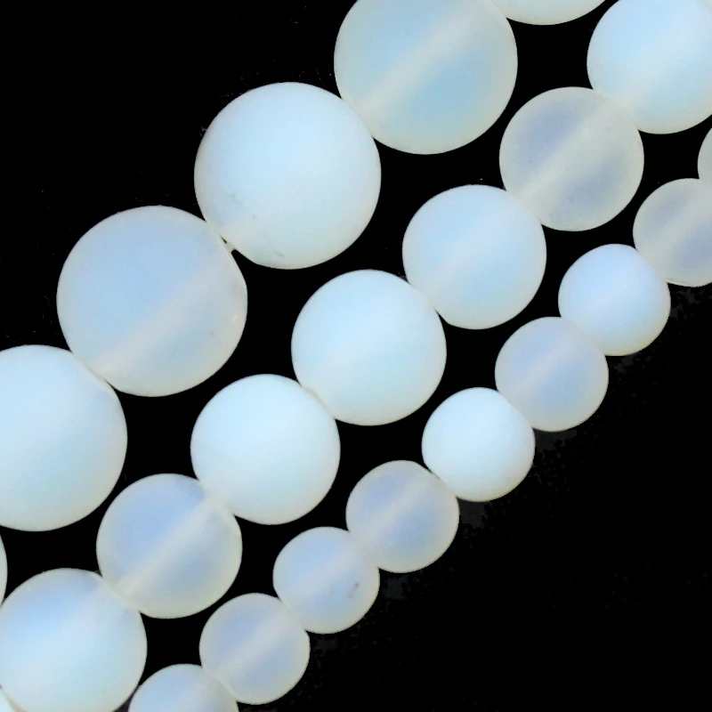 

Natural Stone Dull Polish Matte White Opal Smooth Round Loose Beads 15" Strand 4mm 6mm 8mm 10mm 12mm Pick Size For Jewelry DIY