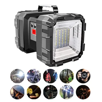

Bright Double Head Flashlight Searchlight USB Rechargeable Portable Outdoor Emergency Light Work Light new