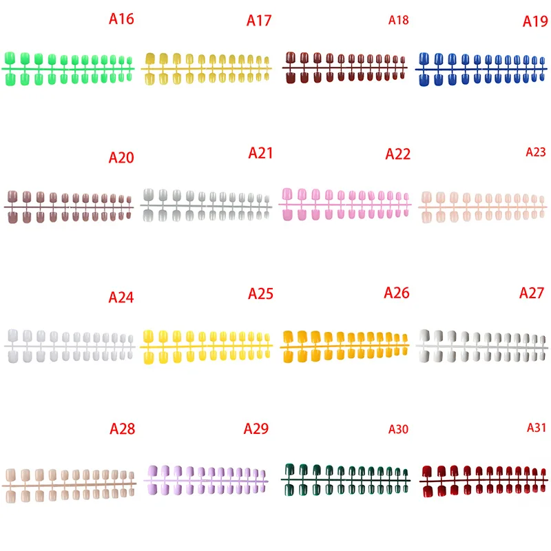 ABS Artificial Finger Tips Press On Short Round Nail Art Decorations Made up 31 Color 24pcs Short False Nails Fake Nails