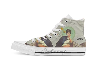 

Grey breathable Casual High Top lace-up Canvas shoes sneakers Drop shipping