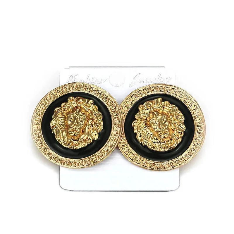 Retro Earrings Catwalk Domineering Lion American Baroque Fashion European with The Same