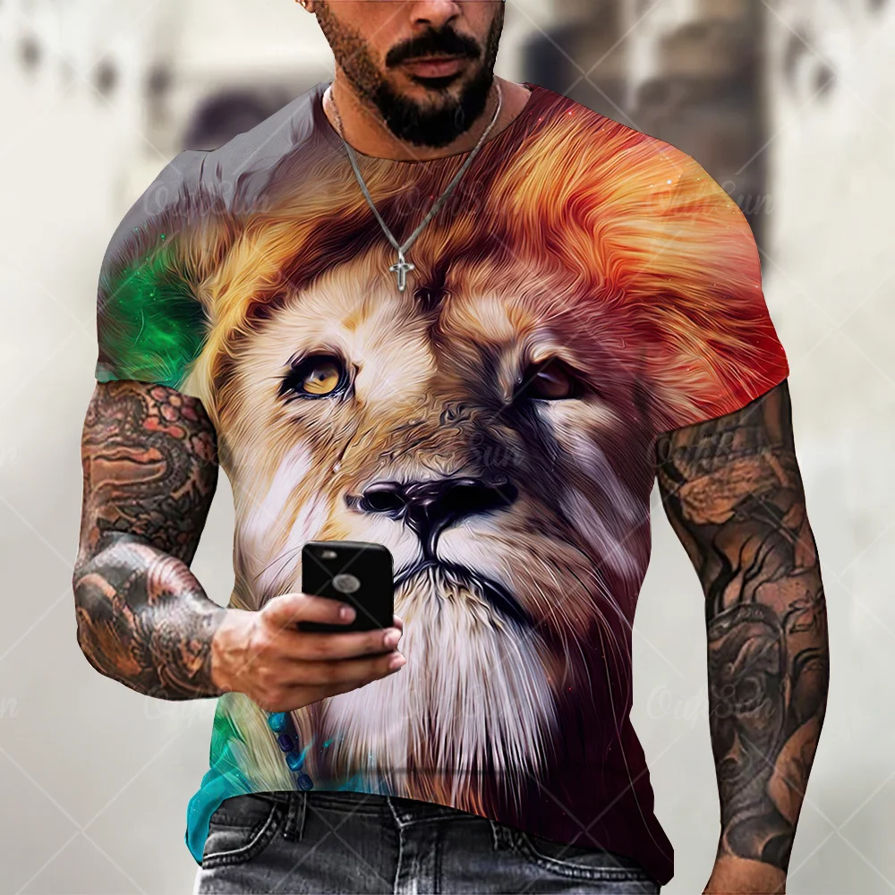 2021 New Fashion Cool T-shirt For Men’s 3D T-shirt Printing lion Short Sleeve Summer Shirt Printing T-shirt