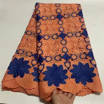 

African Lace Fabric for Wedding Embroidery Swiss Voile Lace Nigerian Beaded Tulle French Lace Fabrics with Stones Rhinestone