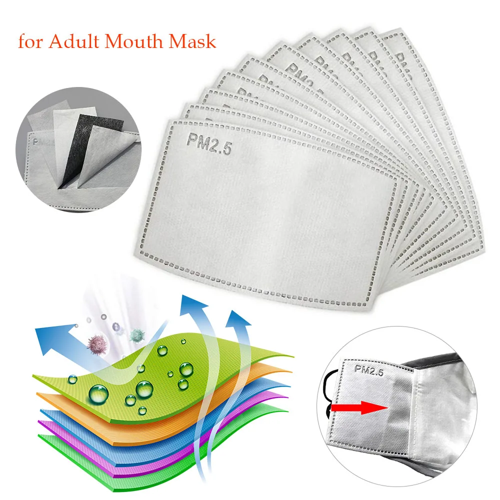 

100/20/30/40/50 PCS PM2.5 FPP2 Filter Paper Anti Haze Mouth Mask Activated Carbon Anti Dust Mask Filter Paper Health Care Adult