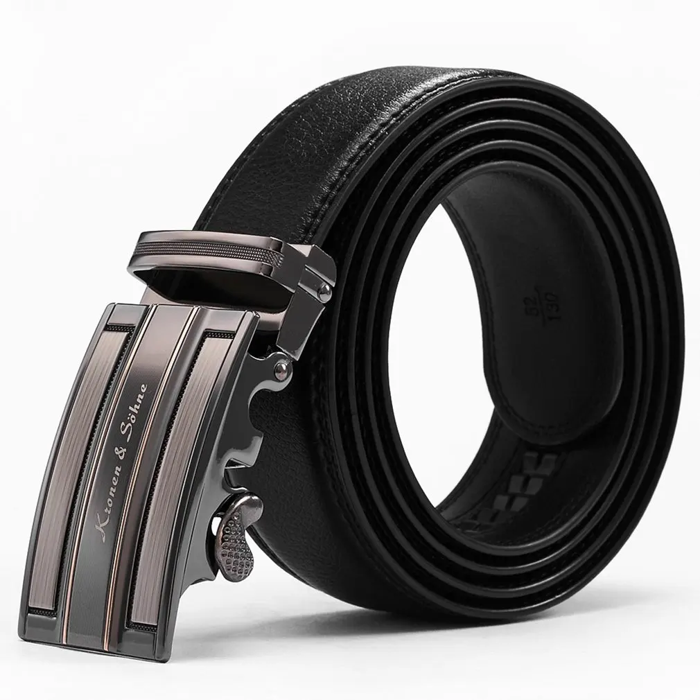 

Automatic Metal Buckle Soft Leather Belts For Men Male Casual Jeans Decorative Waist Bands Best Gifts