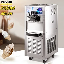 Vevor 40l/h macio fabricante de sorvete tricolor móvel comercial 2 + 1 sabores sorbet cones doces equipamentos de congelação máquina de venda automática