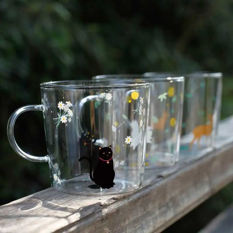 280 мл японский мультфильм стакан с принтом чашка термостойкая олень кошка кролик молоко кофейная кружка цветок чашка домашний стакан для питья es