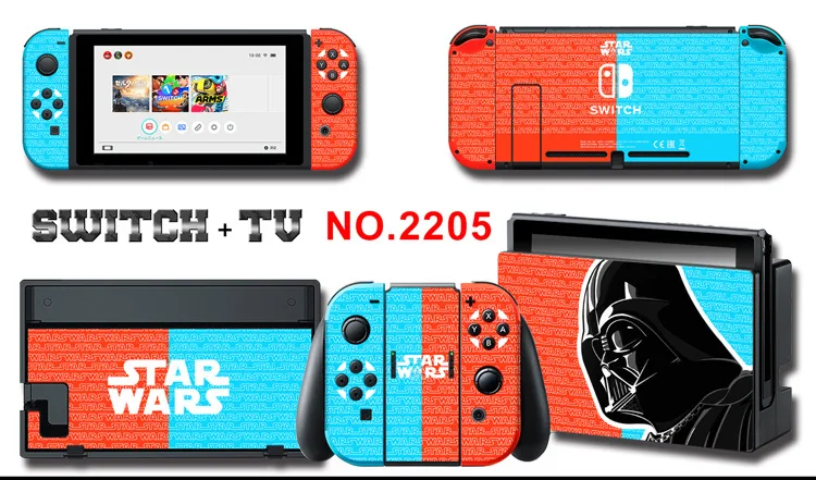 1set New Cute Anime Full Body Sticker for NS Switch Protective Cover Skin Colorful Art for Game Console Joy-Con Controller Decor