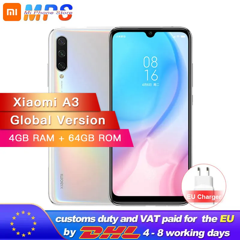 

In Stock Global Version Xiaomi Mi A3 MiA3 4GB 64GB Smartphone Snapdragon 665 Octa Core 6.088" Screen 48MP + 32MP Camera 4030mAh