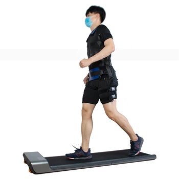 

2 In 1 Treadmill & EMS Muscle Stimulation Body Training Suit Physical Exercise Folding Treadmill Fitness Equipment Wide Run Belt