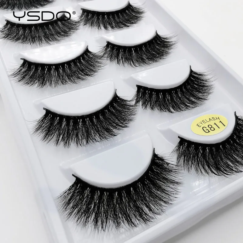 

YSDO 5 pairs eyelashes hand made faux mink lashes eyelash maquiagem mink eyelashes strip 3d false lashes natural fluffy lashes