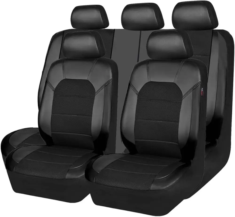 Универсальные ПВХ кожаные чехлы для автомобильных сидений полностью черные 5 высококачественные
