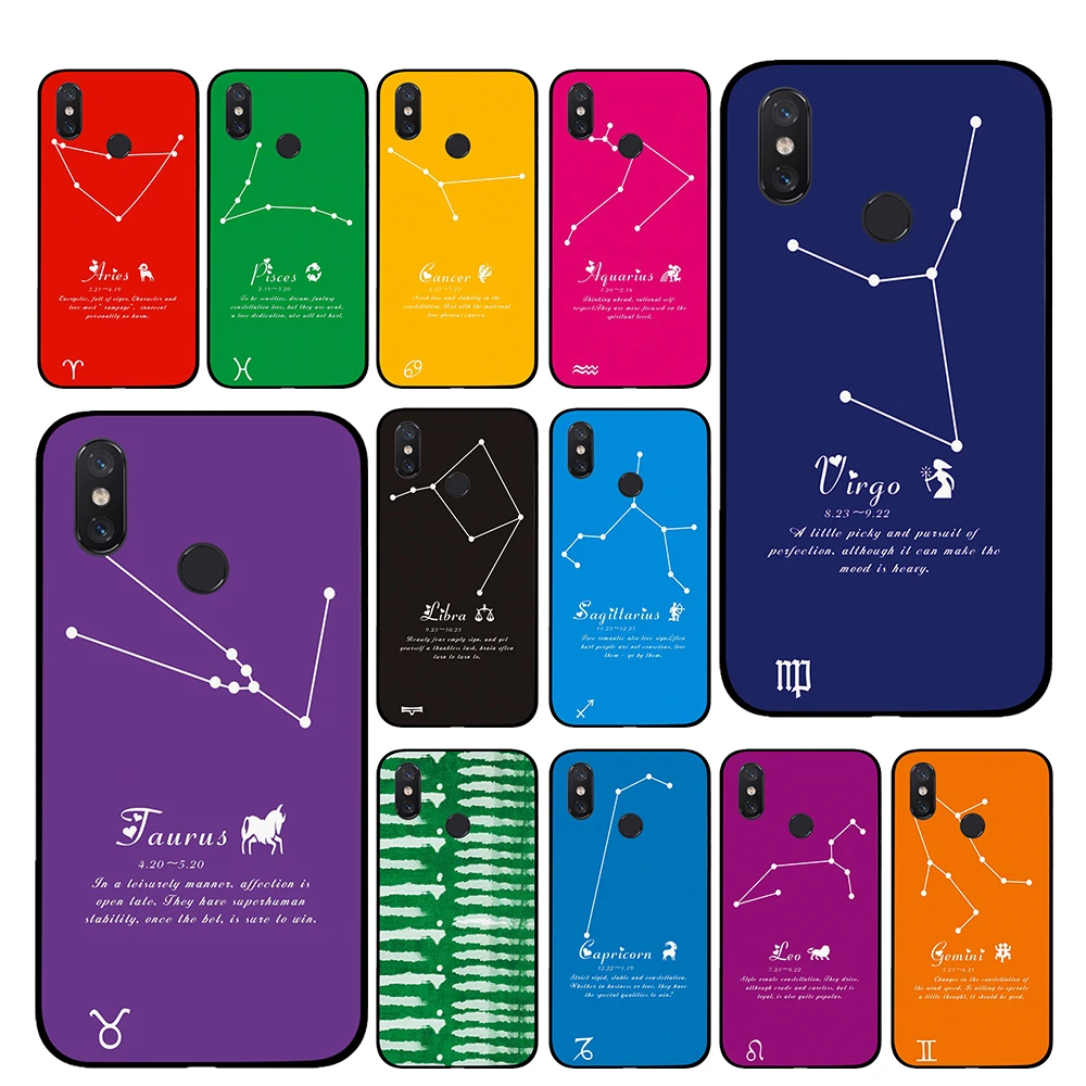 

Colorful twelve constellations TPU Phone cases for Xiaomi Redmi GO 4 5 6 7 Pro 4A 4X 5A 5Plus 6A Back cover