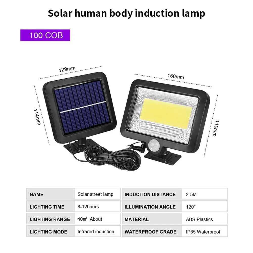 30W 100 LED Solar Light Outdoors Solar Garden Light Waterproof PIR Motion Sensor Wall Lamp Spotlights Emergency Street Lamp