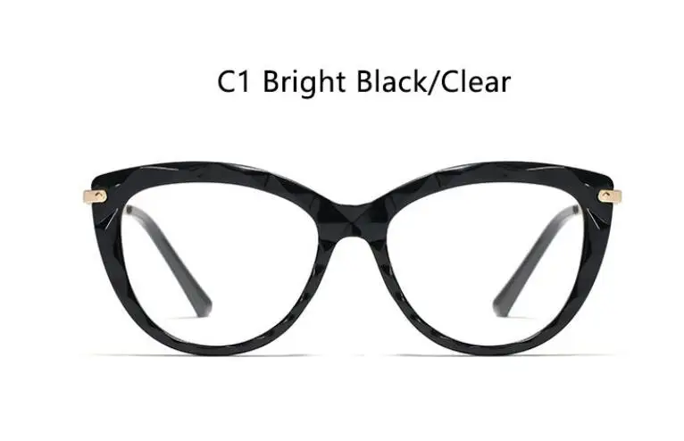 Прозрачные розовые женские очки, оправа для очков, кошачий глаз, близорукость, ботан, оптическая оправа для женщин, TR90, простые очки oculos armacao - Цвет оправы: C1 BLACK CLEAR