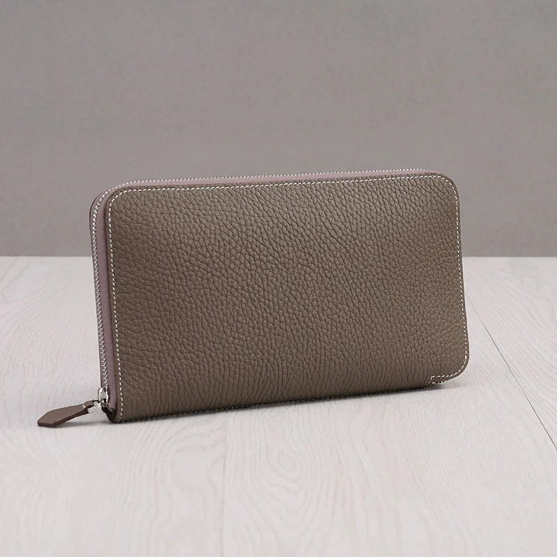 

New zipper handbag leather lady long wallet thin cowhide wallet handbag