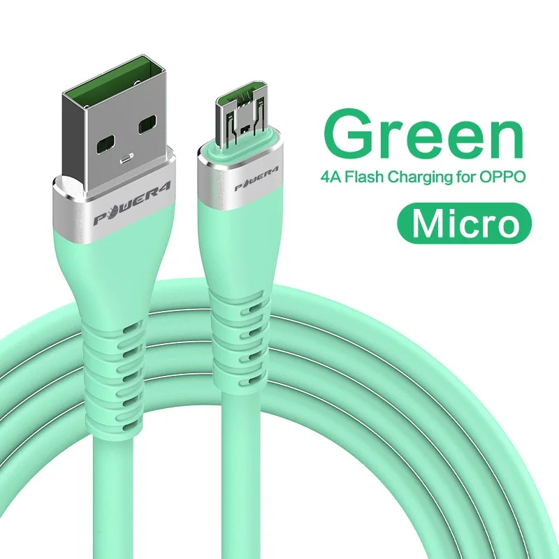 Green Power4 4A Micro USB шнур для OPPO/VIVO VOOC Flash зарядный USB кабель Micro USB совместимый для 2A 3A samsung Micro/usb провод 2 м - Цвет: Green