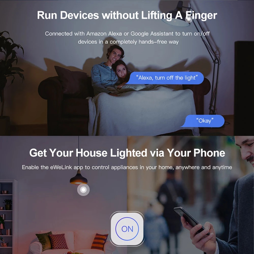SONOFF Мини WiFi DIY умный переключатель дистанционного управления двухсторонний внешний переключатель совместим с Alexa Google Home Smart Switch