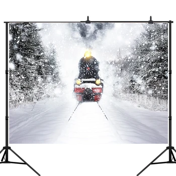 

Lyavshi photography backdrops railway snow winter train christmas Background for photo studio kids funds vinyl backdrop