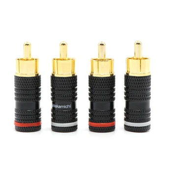 

4 high fidelity Nakamichi / gold plated copper audio plugs RCA lotus plugs video audio plugs RCA plug connector terminals