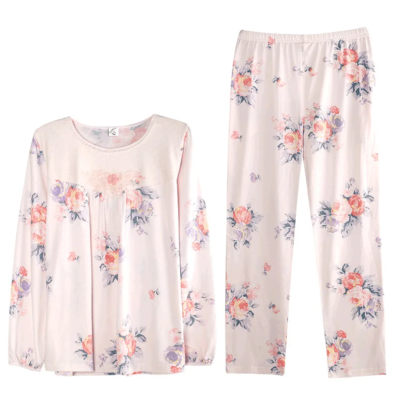 

Modal Pajamas Women's Summer Long Sleeve Female Clothes Large Size Loose Spring and Autumn Pijama Femme Homewear Set