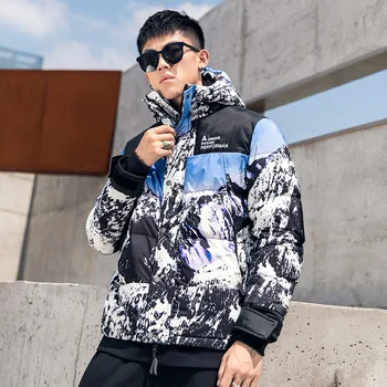 

Snow Mountain down Feather Cotton-padded Clothes Winter New Style MEN'S Coat Men Trend Cotton Coat