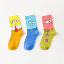 Носки с принтом из мультфильма «Патрик» и «Звезда»; осенне-зимние повседневные милые женские хлопковые носки; удобные дышащие носки