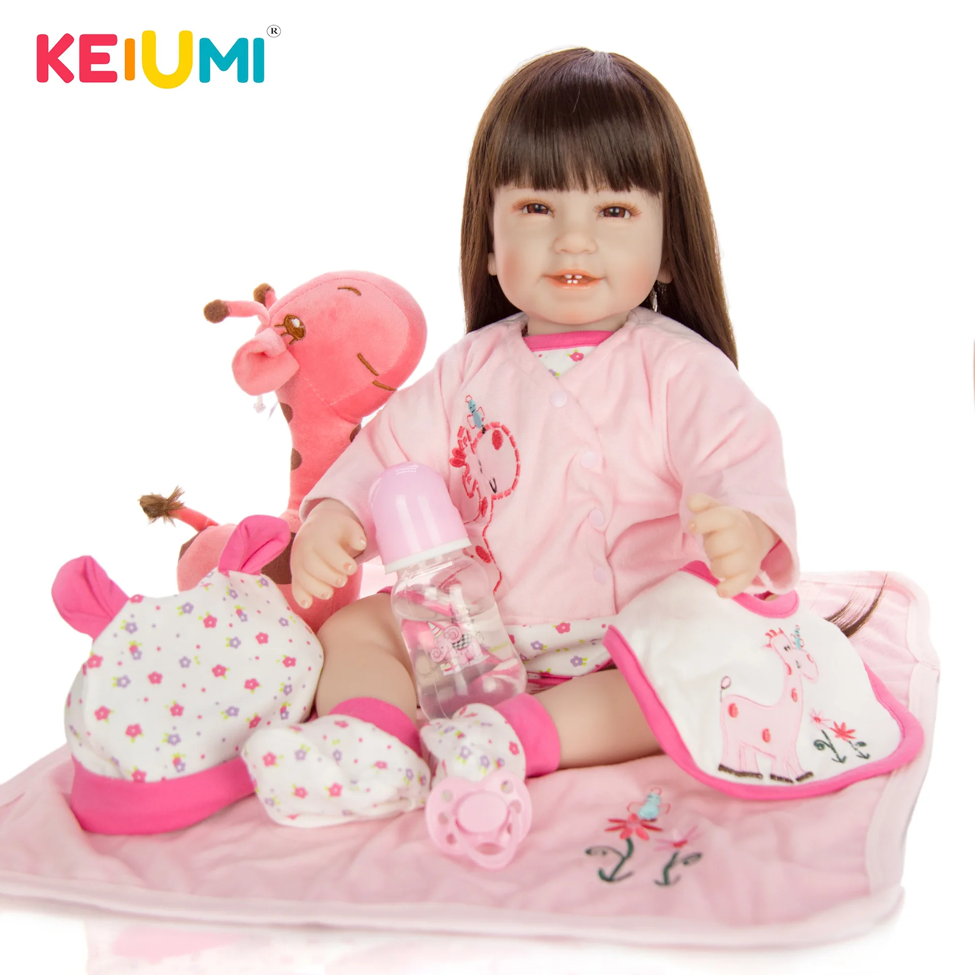 

Keiumi 22-Inch Reborn Baby Doll Long Hair Princess Reborn Baby Doll Cloth Body Model Infant
