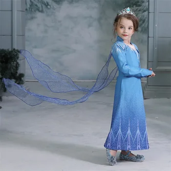 

New Elsa Princess Dress Girls Long Sleeve Cosplay Elsa 2 Dresses Robe Teens Christmas Party Costume For Kids Carnaval Vestidos