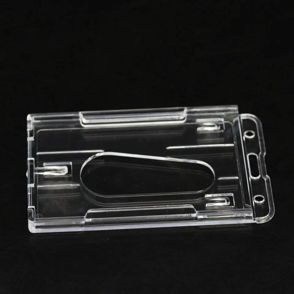 1x Vertical Hard Plastic Badge Holder Card ID Multi Transparent - Foto 3