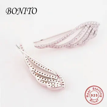 

Fashion 925 Sterling Silver Vintage Feather Wings Long Drop Earrings for Girl Gift Sterling Silver anti-allergy Jewelry Brincos