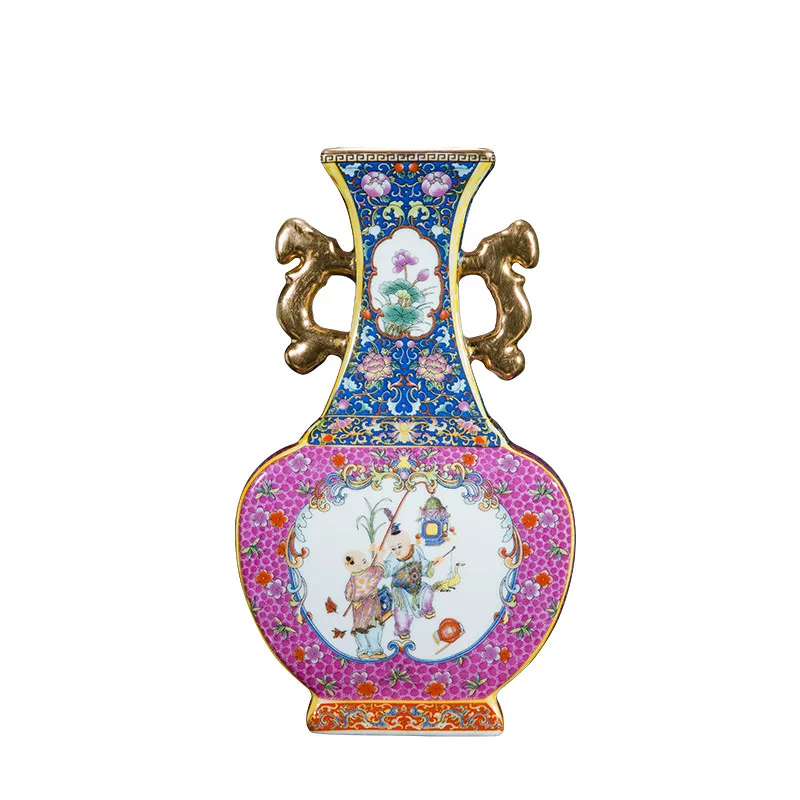 

Antique Chinese Jingdezhen Enamel Vase Porcelain Flower Vase For Home Office Decor
