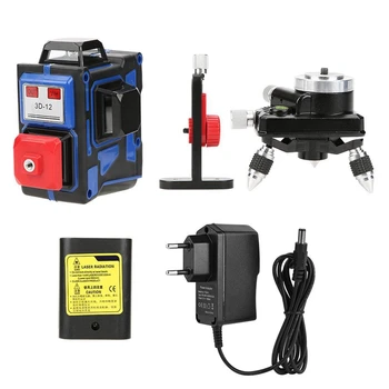 

IP54 12 Lines 360° Mwasuring Green 3D Level Measurement Tool with Holder EU Plug