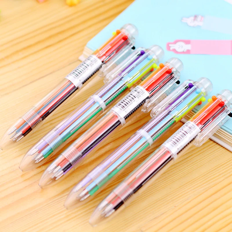

Kawaii Creative 6Color Ballpoint Pen Writing Stationery Student Portable Marker Pens Office School Gel Pen Ballpen Supplies Gift