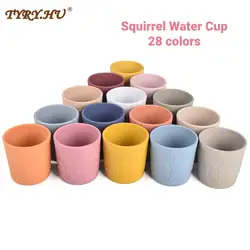 Baby Silicone Cartoon Squirrel Cup Food Grade Portable Training Silicagel Cup BPA Free LeakProof Snack Drinking Water Cups