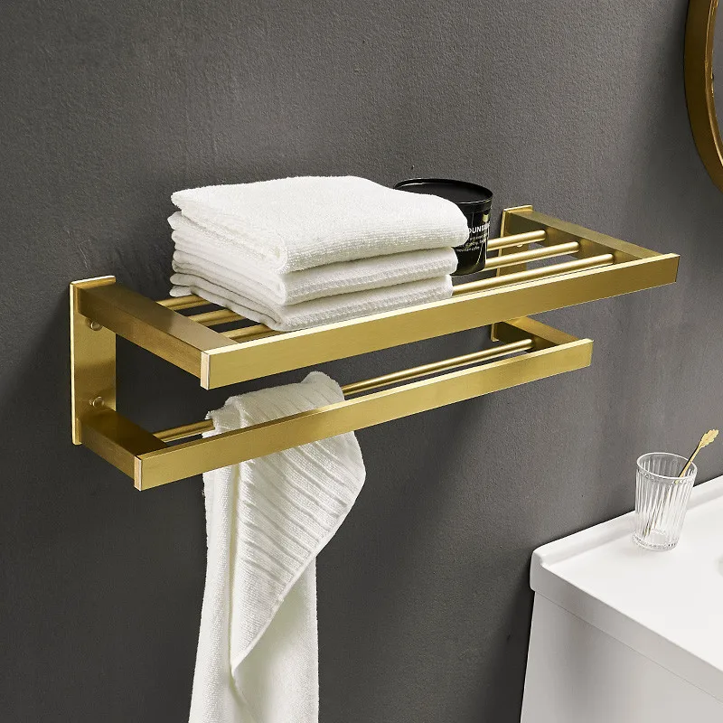 

Bath Hardware Set Aluminum Brushed Gold Towel Rack Corner Shelf Tissue Holder Toilet Brush Holder Bathroom Accessories Set