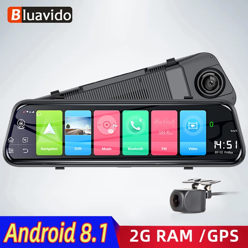 Bluavido 4G ADAS Android DVR 7 &quotзеркало заднего вида GPS Автомобильный видеорегистратор FHD 1080P