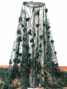 

2019 High Quality 3D Flowers Lace Fabric African Tulle Lace Fabric with Beads French Lace Fabrics for Wedding Dress