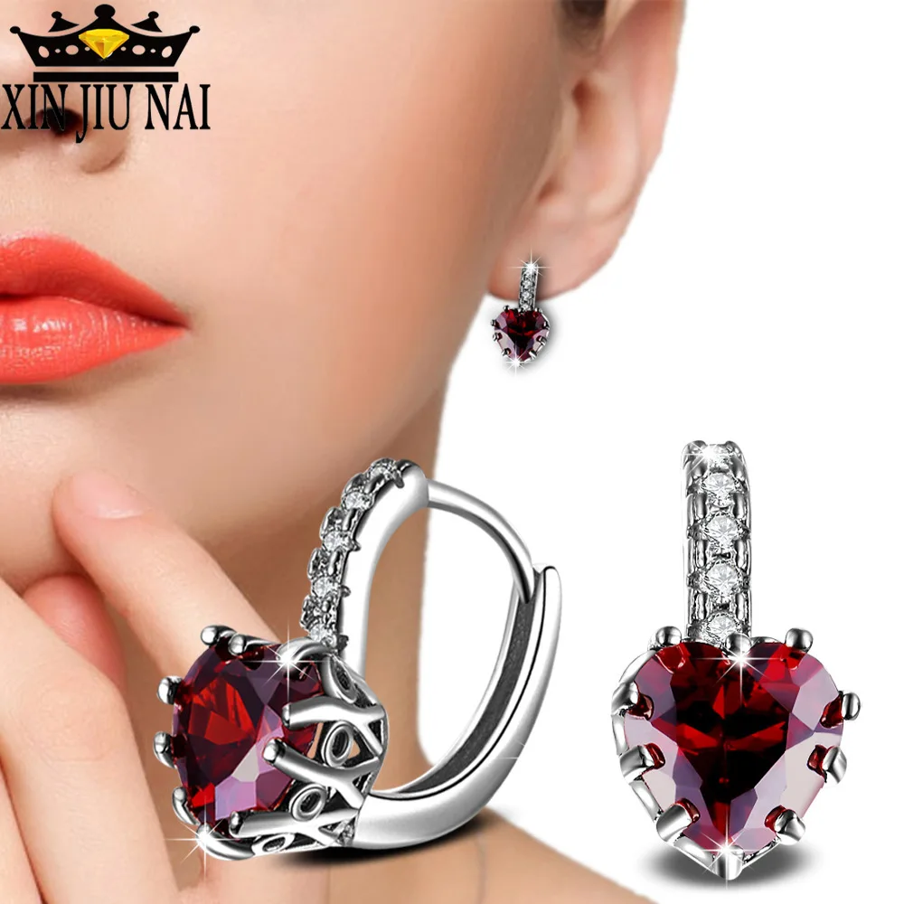 Женские серьги из серебра 925 пробы с цирконом класса ААА|Серьги-кольца| |