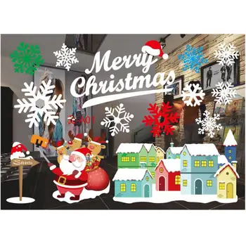 

2020 Christmas Navidad Decor Christmas Window Sticker Pattern Xmas DIY Noel Gift New Year 2021 Decorations for Home Ornaments