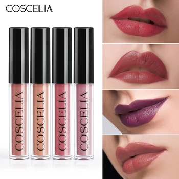 

COSCELIA 4Colors/Set Lipsgloss Set For Makeup Waterproof Lipstick Long Lasting Matte Lip Gloss Set Make Up Moisturizing Lipstick