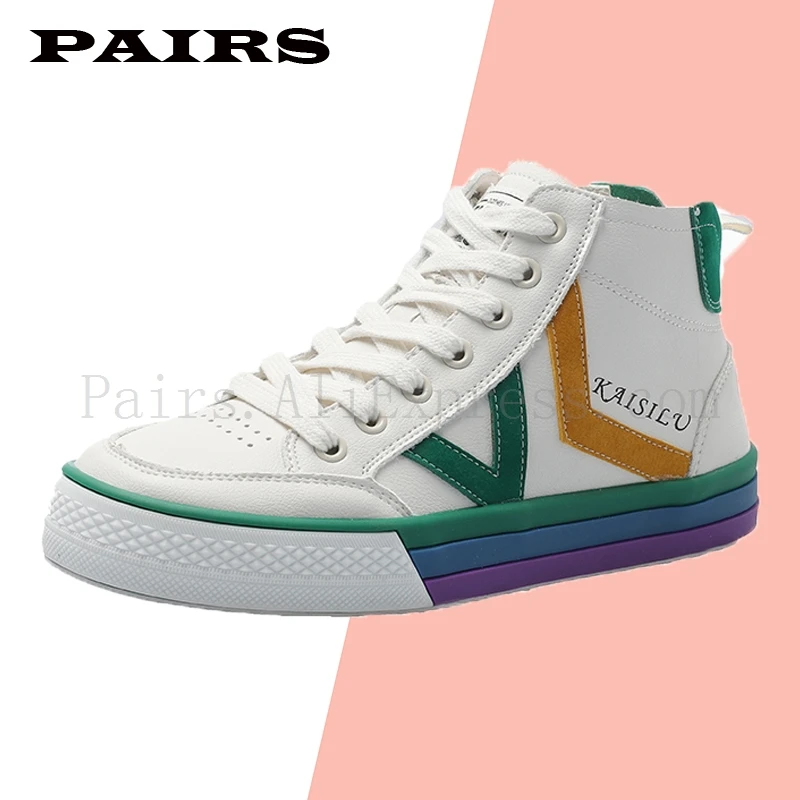 

Luxury Summer Women Rainbow Patchwork Shoes Brand Girls Canvas Thick Heel Sneakers Designer Breathable Running Training Platform