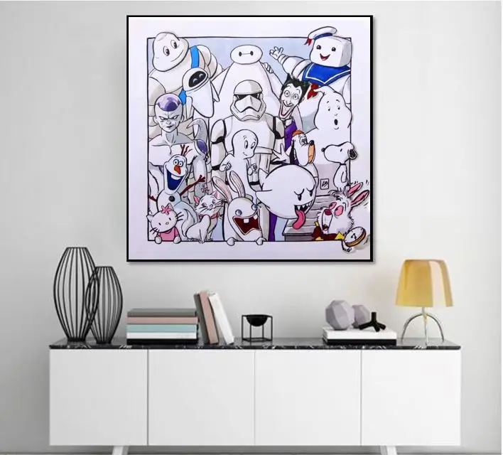 

hand made oil painting Alec Monopoly cartoons super heros on canvas good gift for wall decoration