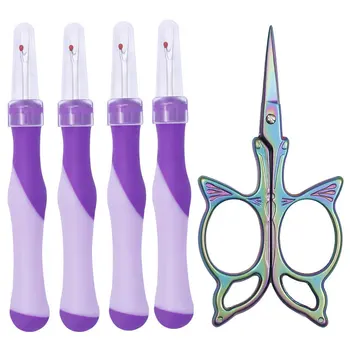 

Jiwuo 4pcs Creative Seam Ripper Stitch Unpicker Handcraft Sewing Thread Cutter Rubber Handle With Butterfly Scissors Sewing Tool