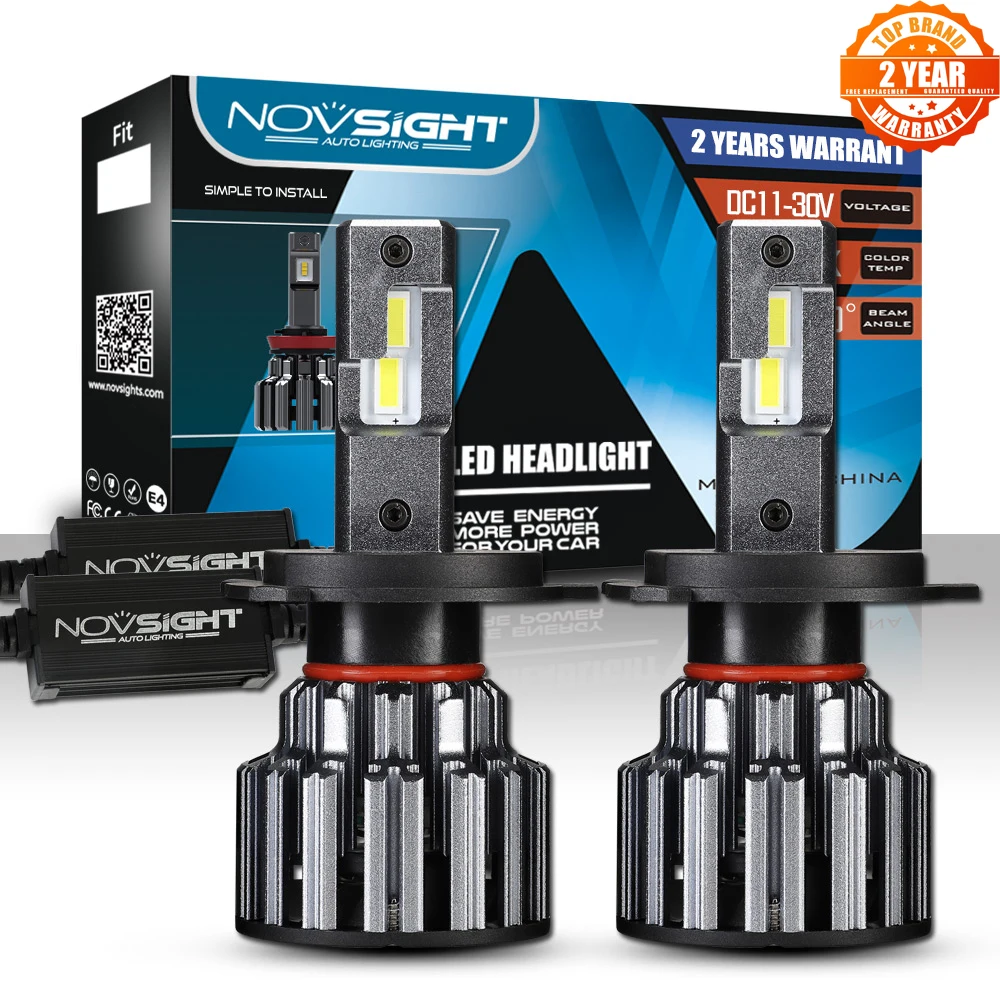 NOVSIGHT H4 Hi Lo Beam Car LED Headlight Bulbs 90W 15000LM H7 H11 9005 9006 LED Automobile Headlamp Front Light 6000K 12V 24V
