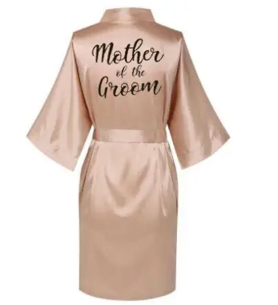 champagne gold robe bride satin kimono robe women wedding sister of the bride printing bridesmaid bridal party robes