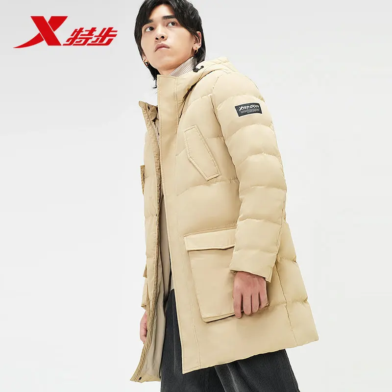 

Xtep Men Hooded Long Down Warm Jacket Men's Thicken Windproof Household Duck Down Jacket Male Winter 881429199072